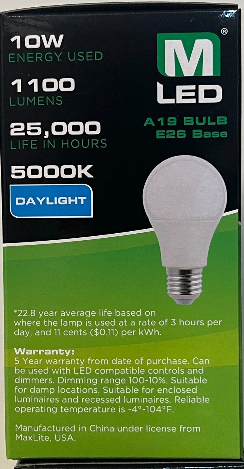 4-768 Pack Maxlite LED Light Bulbs 10W = 75W Watt A19 Daylight 5000K Dimmable gallery