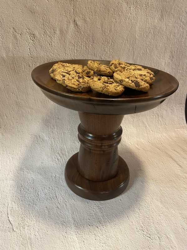 Dark Walnut Pedestal Rustic Desert serving stand/Farmhouse Decor gallery
