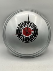 Fiberglass Packard Hubcap Clock Silver Black And Red 12 5/8”