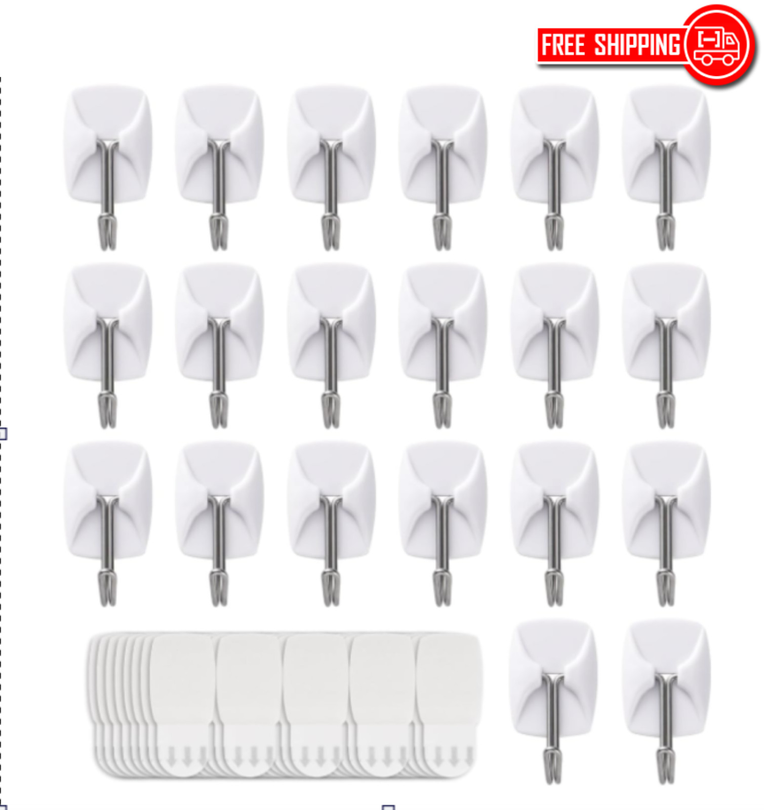 20 Small Hooks+40 Removable Strips White Wire Hanger Hooks Heavy Duty w Adhesive gallery