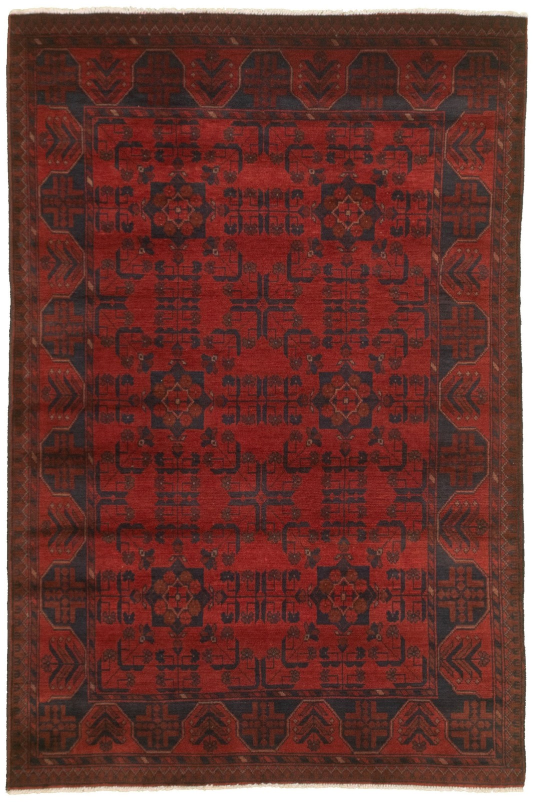Traditional Hand-Knotted Geometric Area Rug 4'3" x 6'5" Oriental Wool Carpet gallery