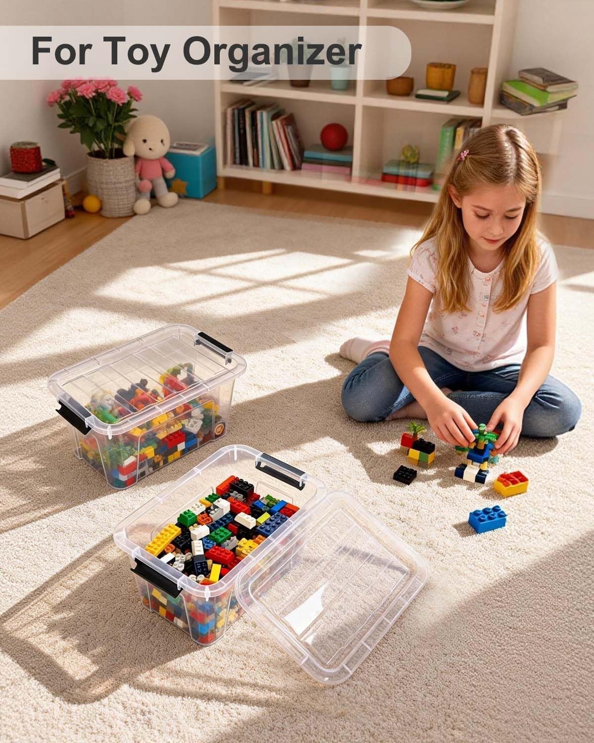 6 Pack Stackable Plastic Storage Bins With Latching Lids Clear Home Organization gallery