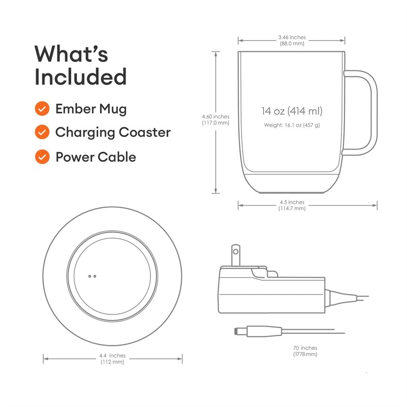 Ember Temperature Control 14oz Smart Mug2 80 Min Battery Life Sandstone Tan gallery