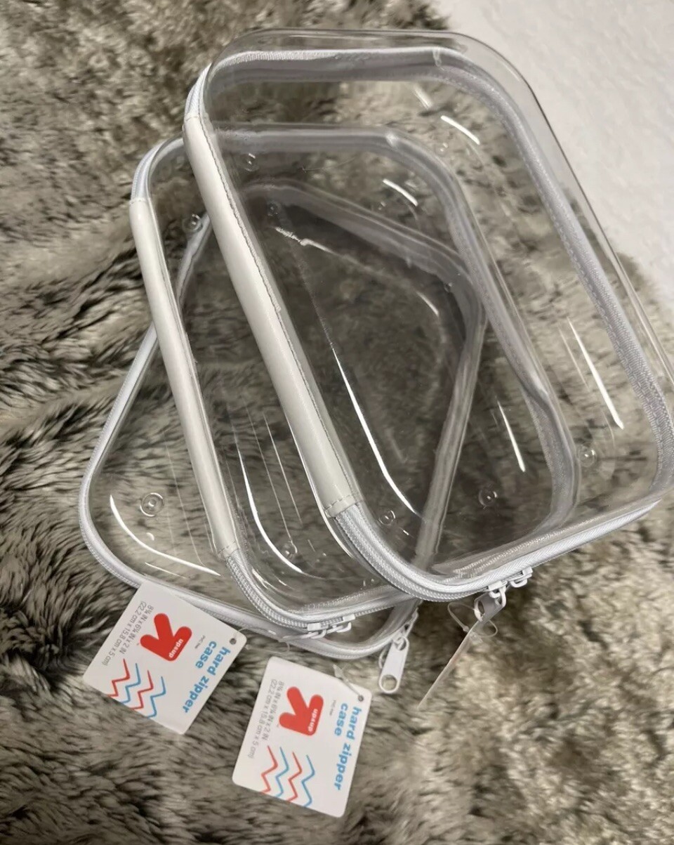TARGET HARD SIDED ZIPPER PENCIL CASE CLEAR BY UP & UP SET OF 3 NWT gallery