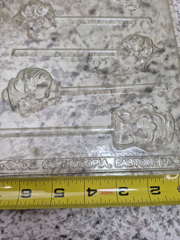 Choc. Cornucopia Clown Lollipop Chocolate Candy Mold Clear Plastic FDA Approved gallery