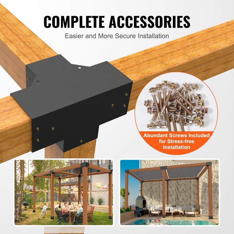 VEVOR 6''x6'' Pergola Bracket Kit inner 5.6x5.6 4-Way Woodworks DIY Post 2 pcs gallery