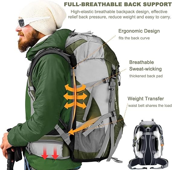 Upgraded 50L Outdoor Backpack - Waterproof, Lightweight with Multiple Pockets 2