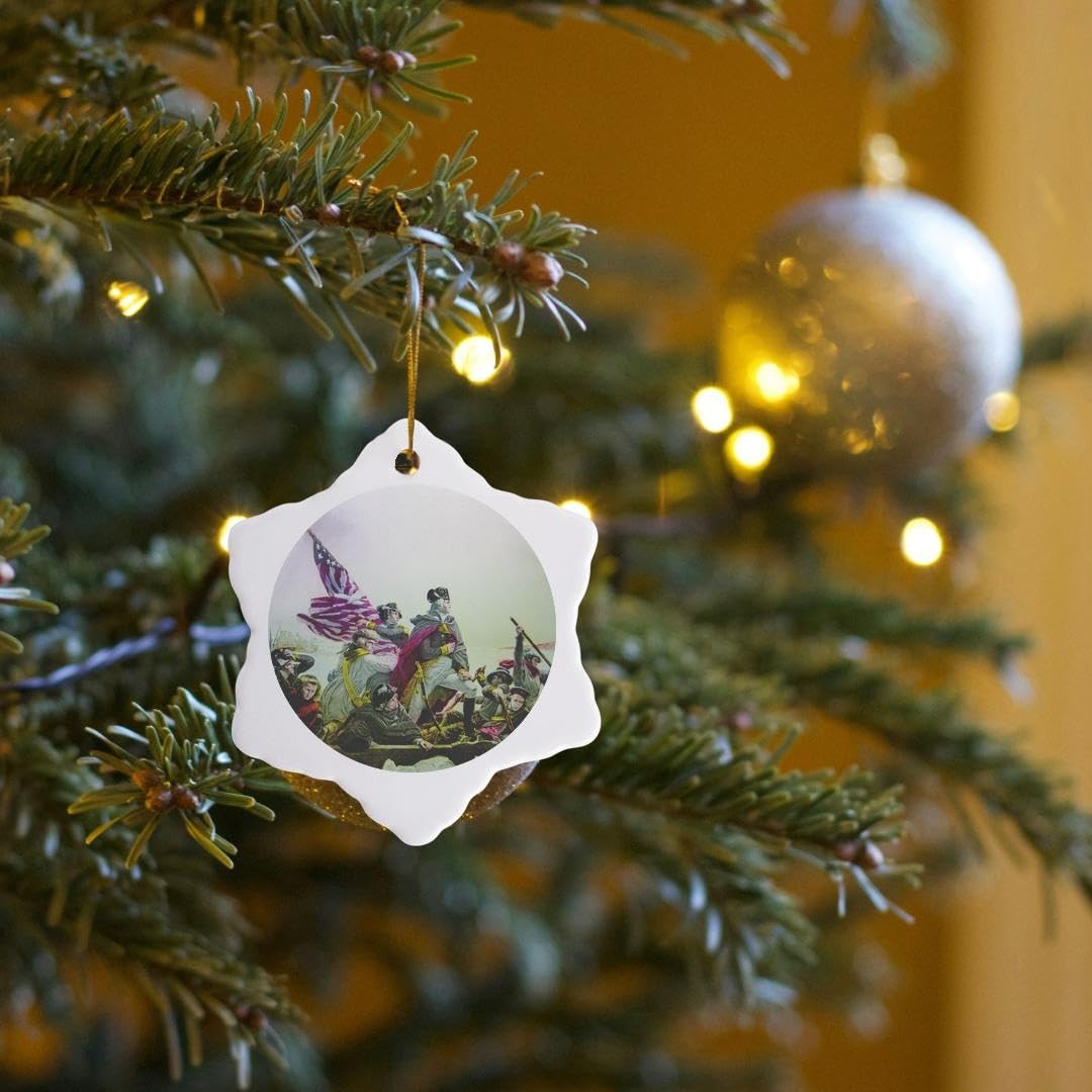 3dRose George Washington Crossing Delaware Snowflake Ornament 3" Vintage gallery