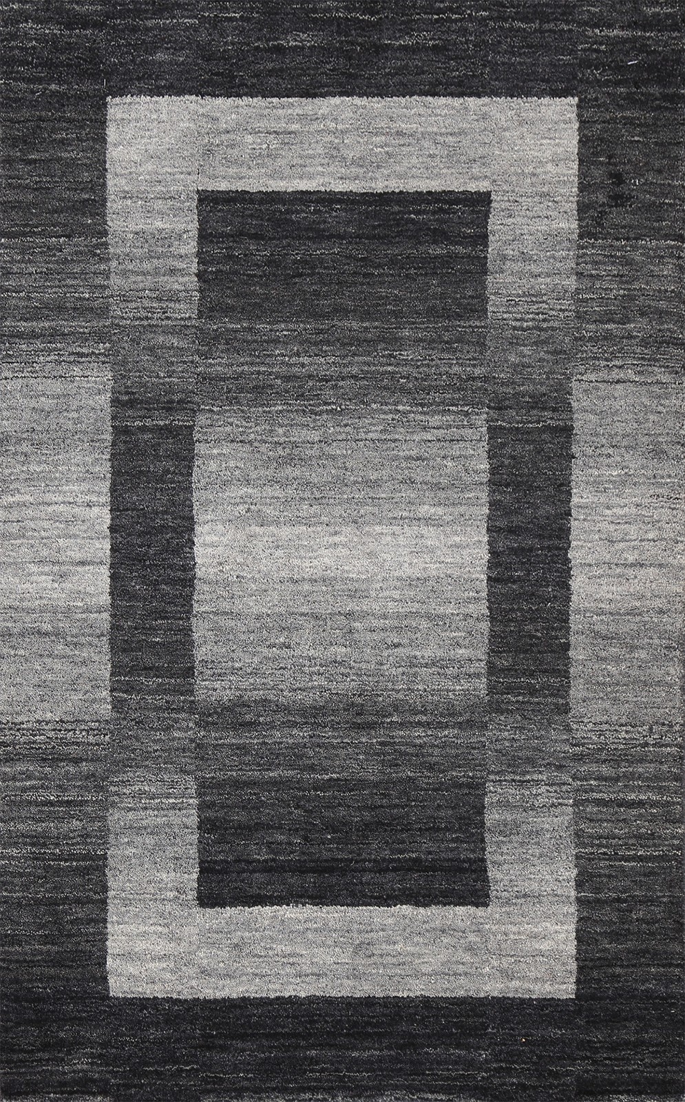 Black/ Gray Modern Accent Rug 3x5 Wool Handmade Bordered Pattern for Foyer gallery