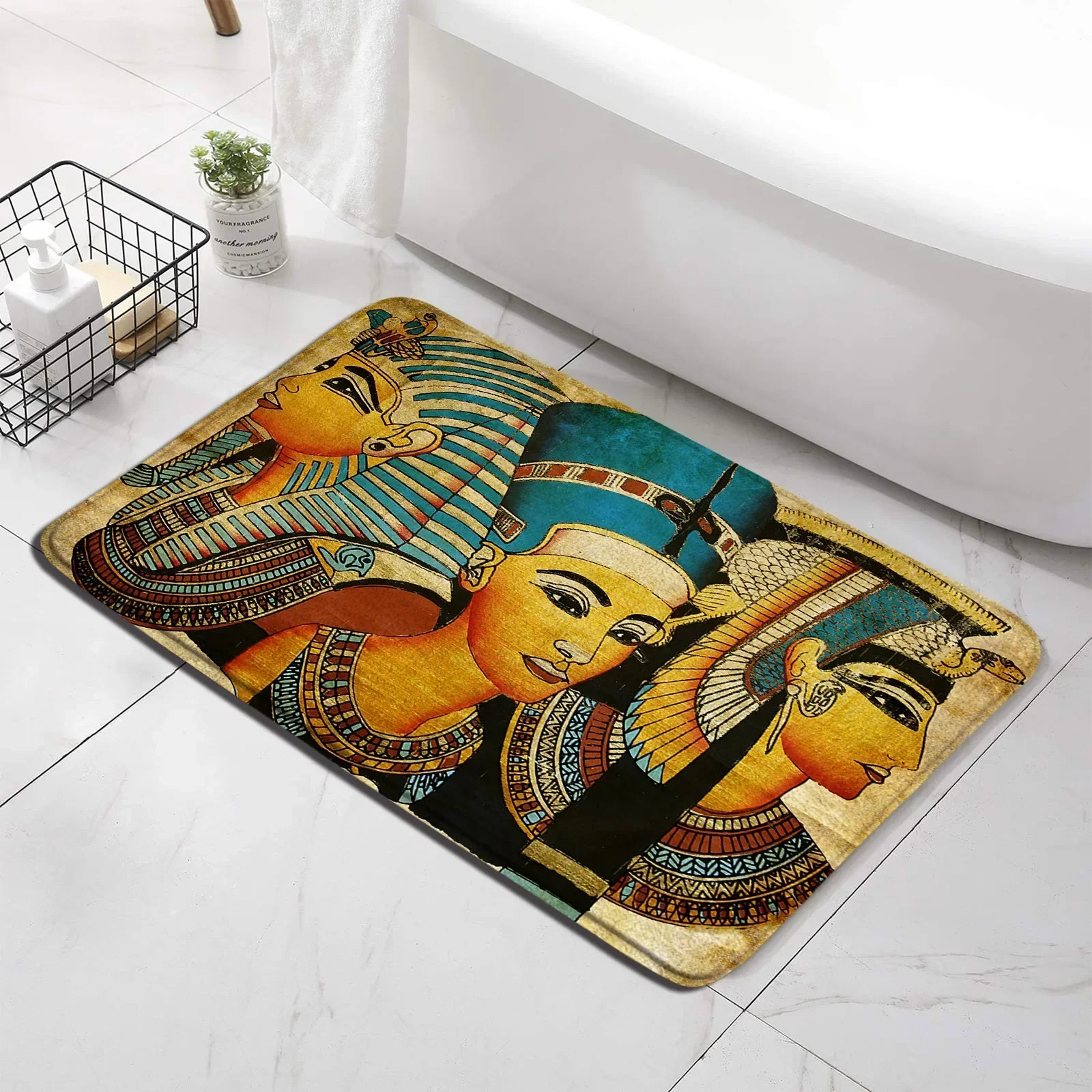 Vintage Egypt Bath Mat Set Pyramid Hieroglyphic Bathroom Rug Carpet Decor gallery