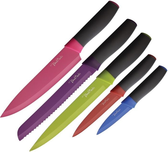 Benchmark 5pc Kitchen Knife Set Stainless Blade Synthetic Rubberized Handle gallery