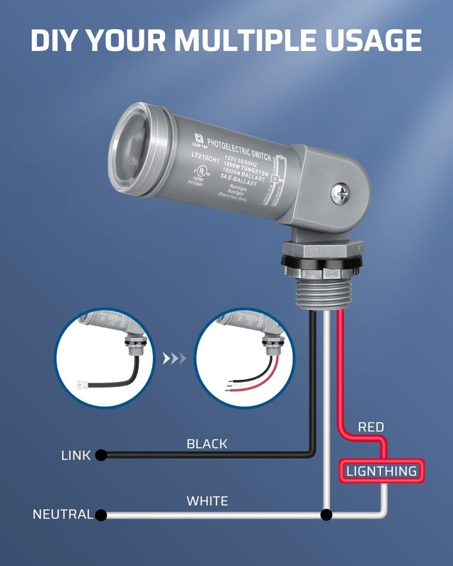 120VAC Dusk to Dawn Sensor, Light Sensor Switch, Swivel Mount, Photocell Light gallery