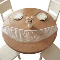 Aormenzy Clear Round Plastic Table Cover – Round Fitted Vinyl Tablecloth 60 Inch
