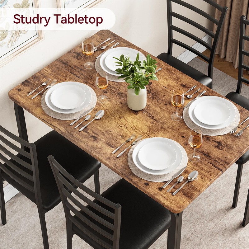 ☑️Dining Table Set for 4 Table and Chairs Upholstered Seat Dinette Furniture gallery