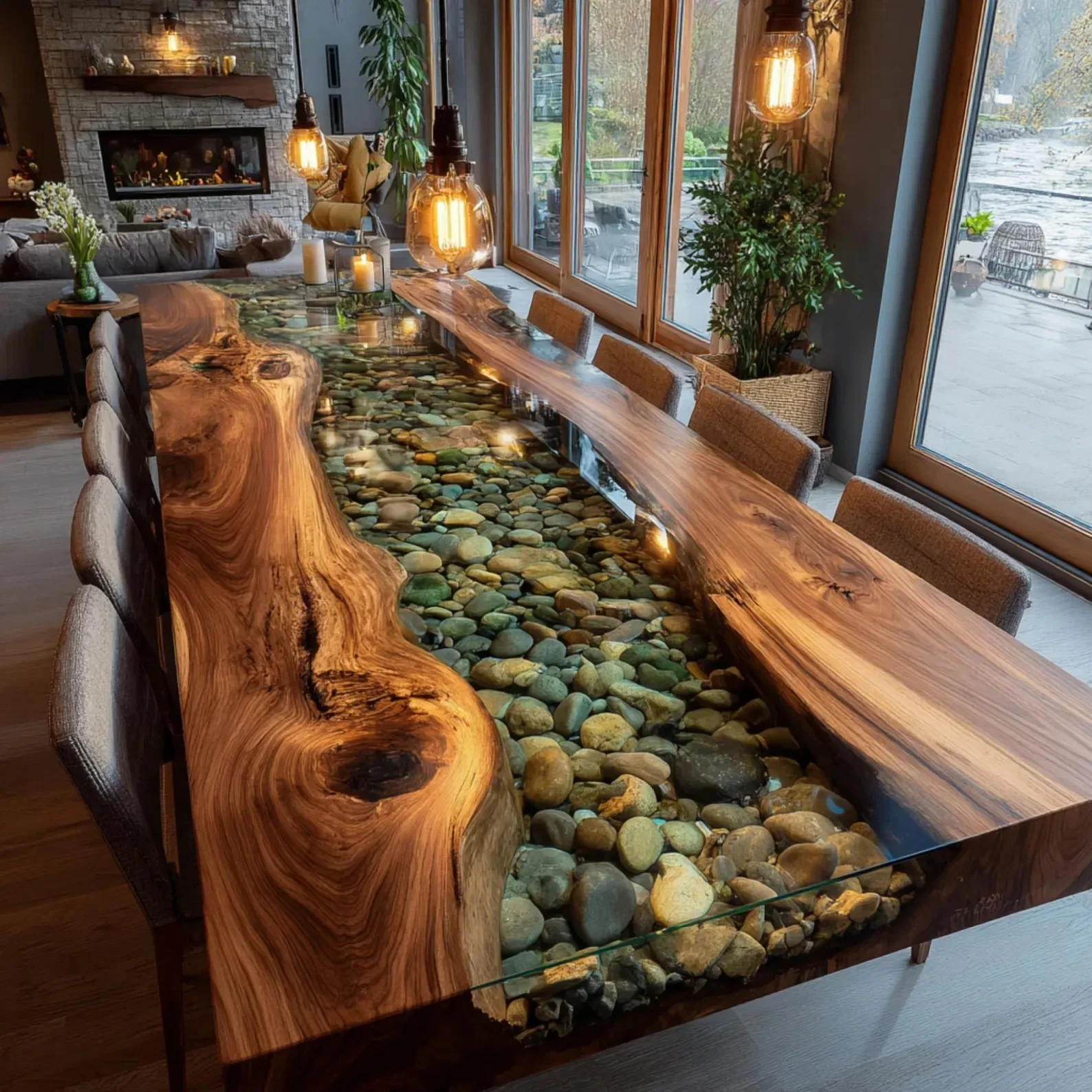 Live Edge Epoxy River Table Top 60x36 Custom Resin Dining Handmade gallery