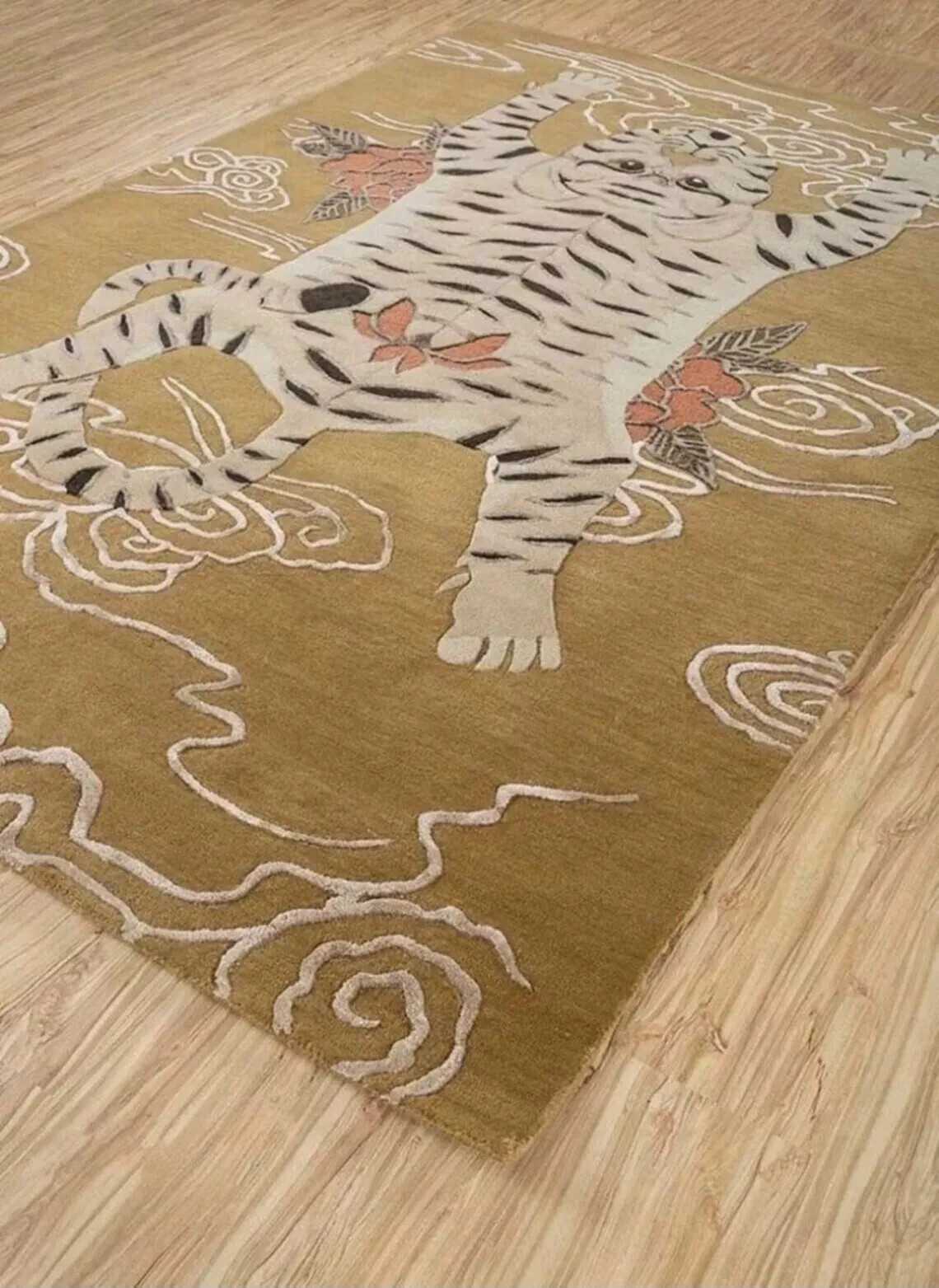 Hand Tufted Tibetan Tiger Rug Handmade Animal Carpet Woolen Area Rug Bohemian gallery