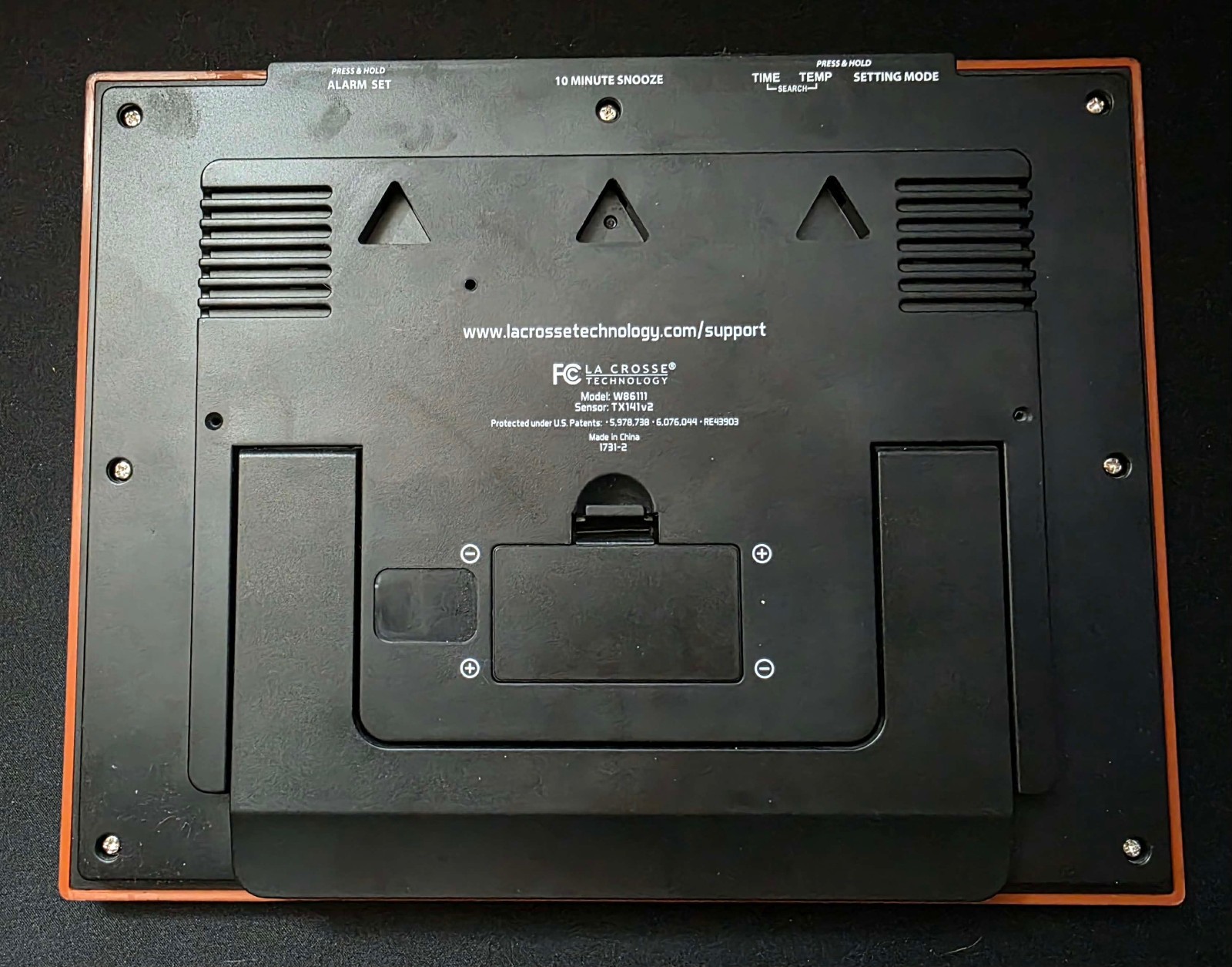RARE! Lacrosse W86111 Atomic Digital Clock Table Wall Dark Wood TESTED & WORKS! gallery