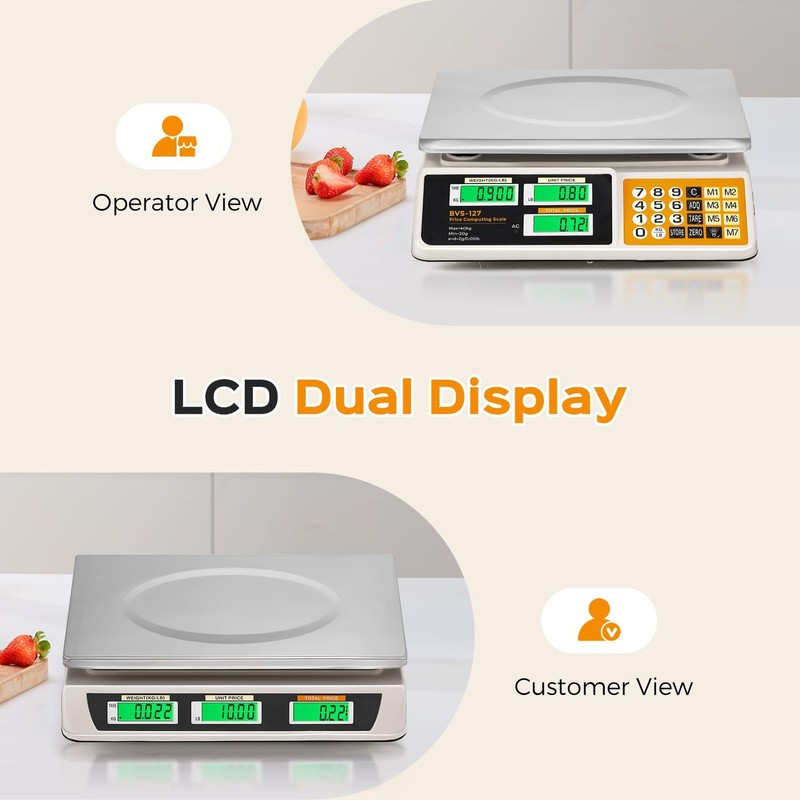 Price Computing Scale 88lb/ 40kg, Commercial Food Weighing Scale 2g Division,... gallery