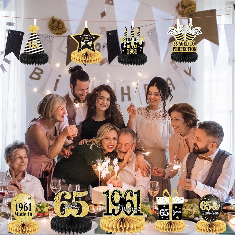 9PCS 65Th Birthday Decorations 65Th Birthday Centerpieces for Tables Decorations gallery