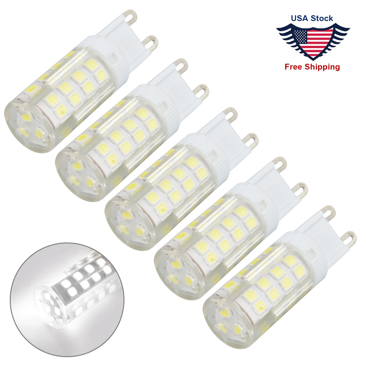 5/10Ppcs G9 7W LED Corn Bulb Lamp 6000K 2835 51-SMD Daylight Home Decor Light US gallery