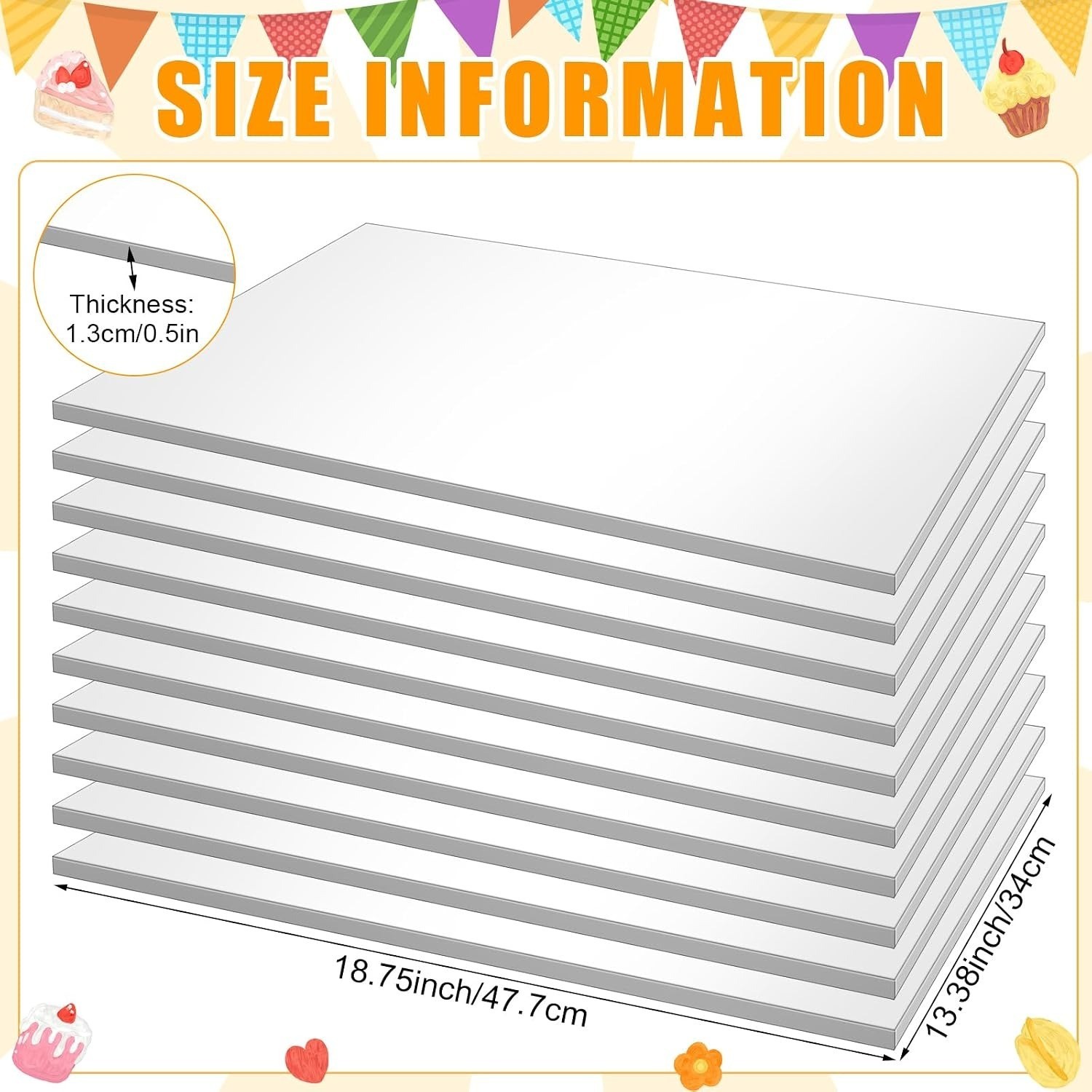 12 Pcs Rectangle Cake Boards 1/4 Inch Thick Foil Corrugated 14 X 19 Inch Silver gallery