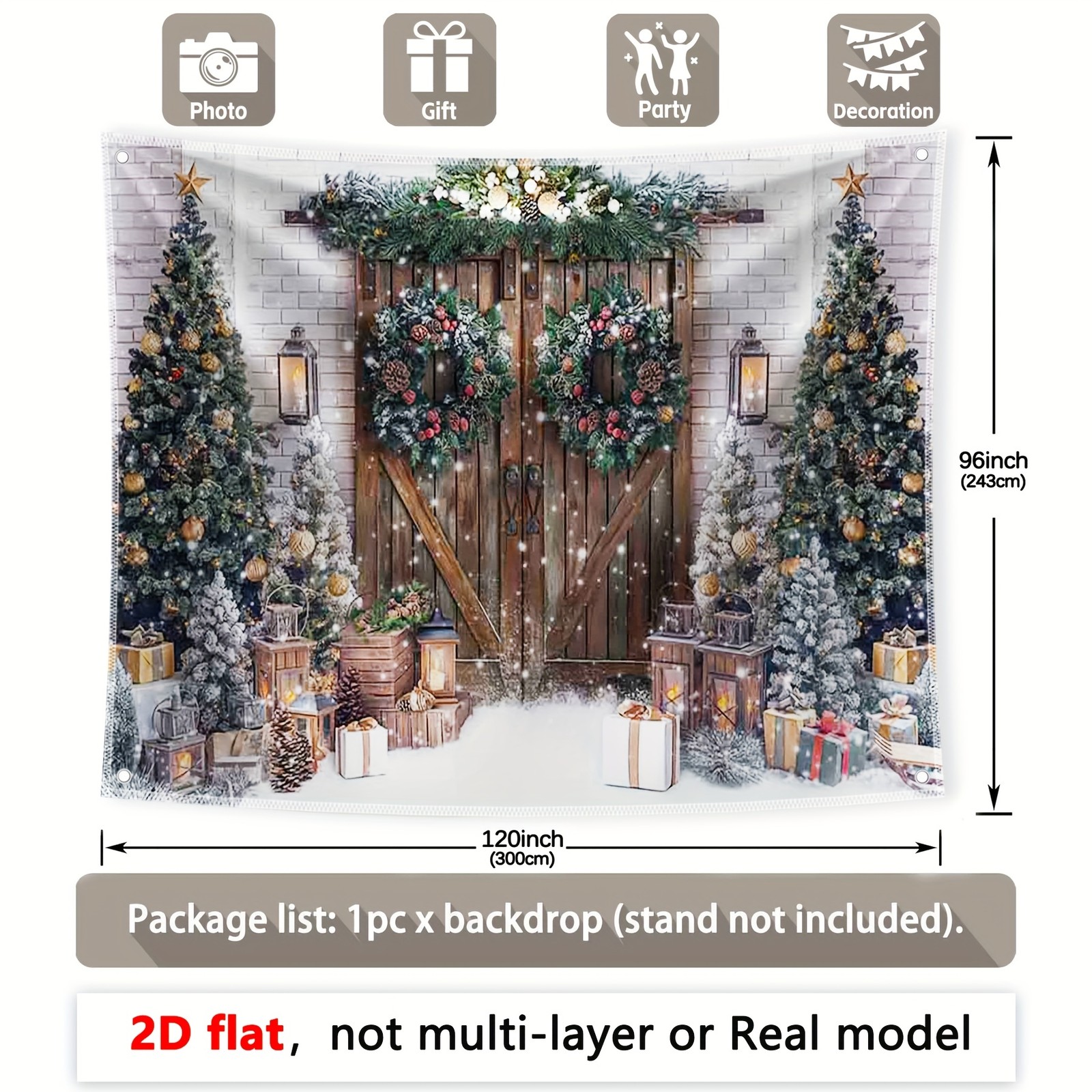 2D Flat, Not Multi-layer or Real Model, 1pc, 7x5ft8x6ft10x8ft, Winter Christmas gallery