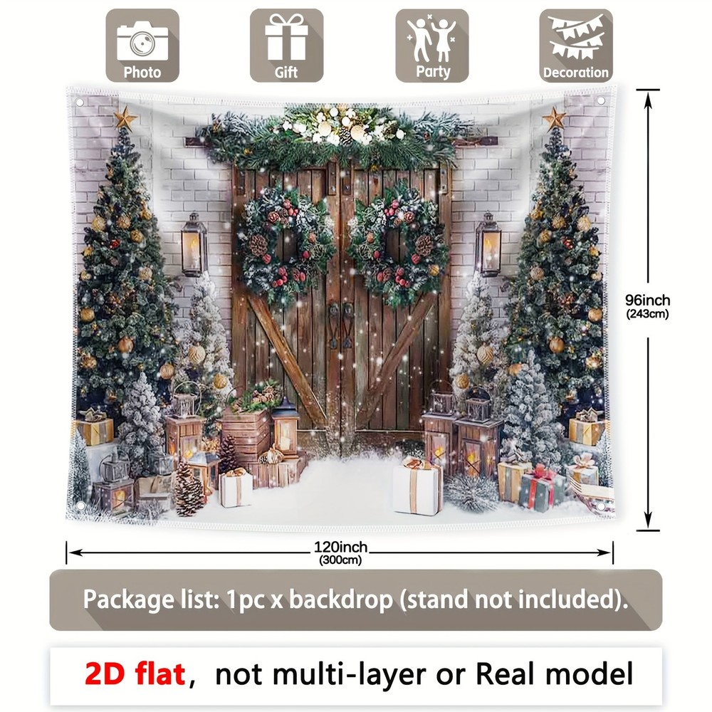 2D Flat, Not Multi-layer or Real Model, 1pc, 7x5ft8x6ft10x8ft, Winter Christmas