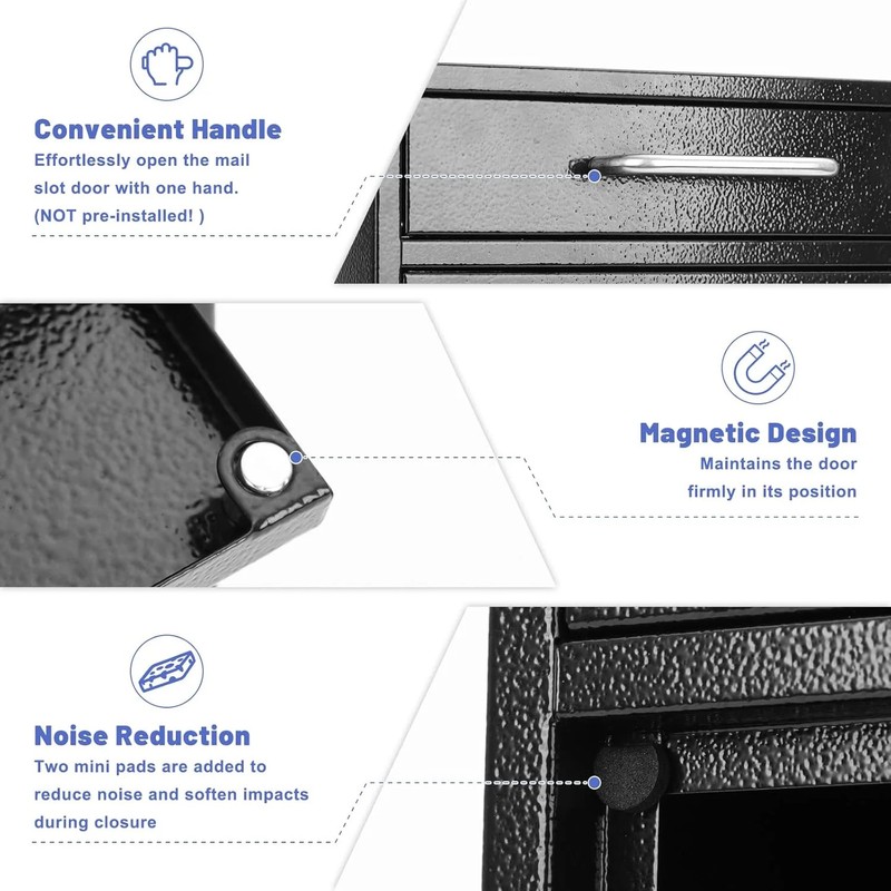 KYODOLED Steel Key Lock Mail Boxes Outdoor, Locking Wall Mount Mailbox, Security gallery