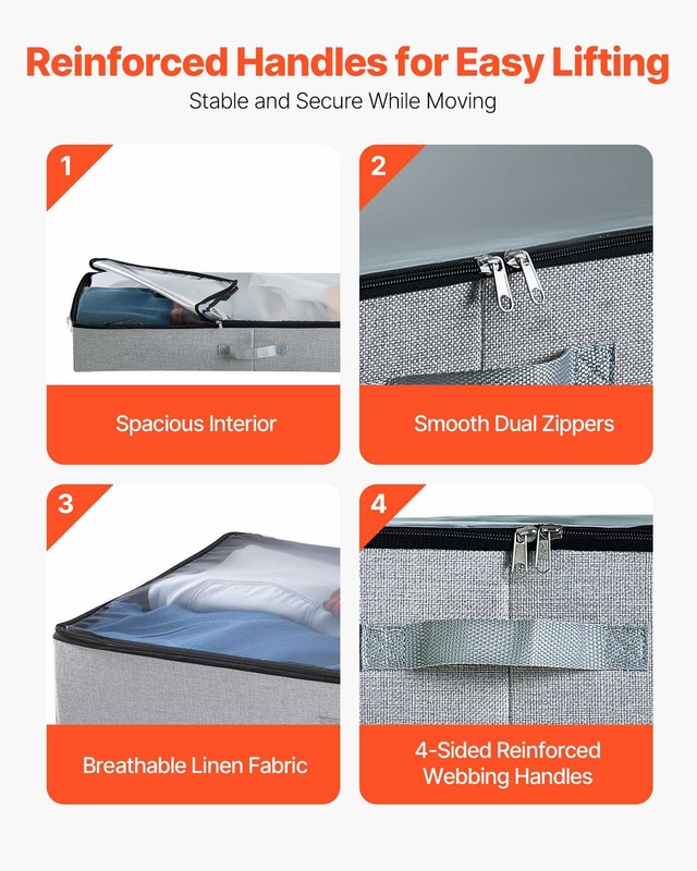 VEVOR Under Bed Storage 45L Stackable Shoes Organization Box Clear Lid 2 Pack gallery
