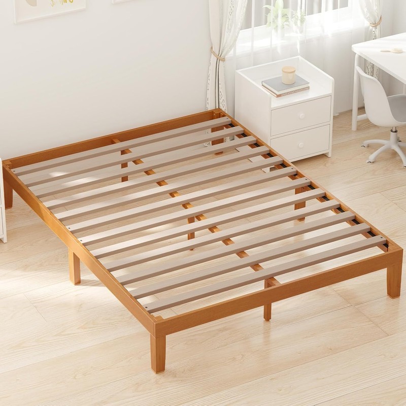 Twin Full Queen King 12in Solid Wood Bed Frame Wooden Platform Bed Support Slats gallery