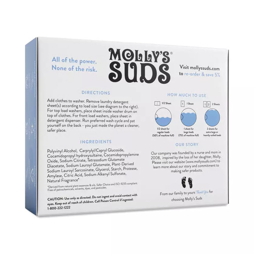 Molly's Suds Laundry Detergent Sheets, Ocean Mist 70 loads (Pack of 2) gallery