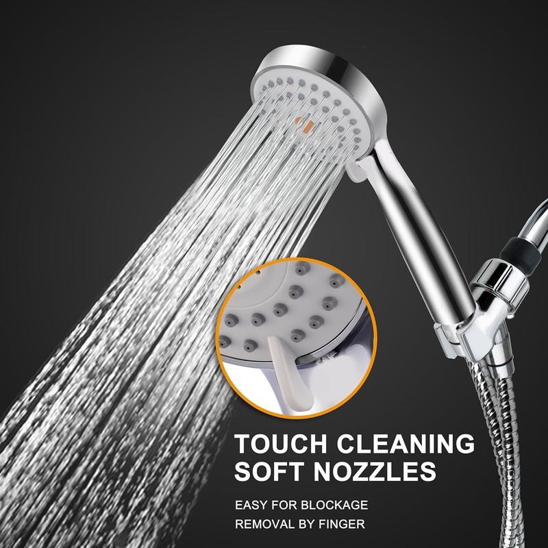 3-Setting High Pressure Handheld Shower with Anti-Clog Nozzles & Chrome Finish gallery