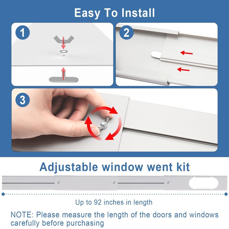 Portable AC Window Vent Kit - Adjustable Sliding Plate 59 Exhaust Hose gallery