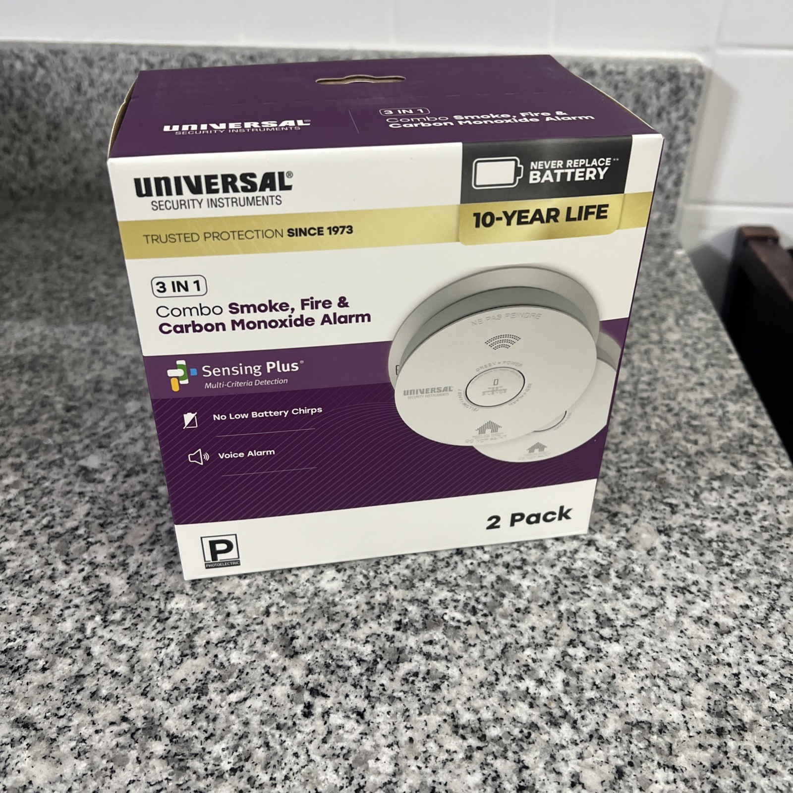 USI 2-Pack 10-Year Battery Comb Smoke+Carbon Monoxide Detector Voice Alarm gallery