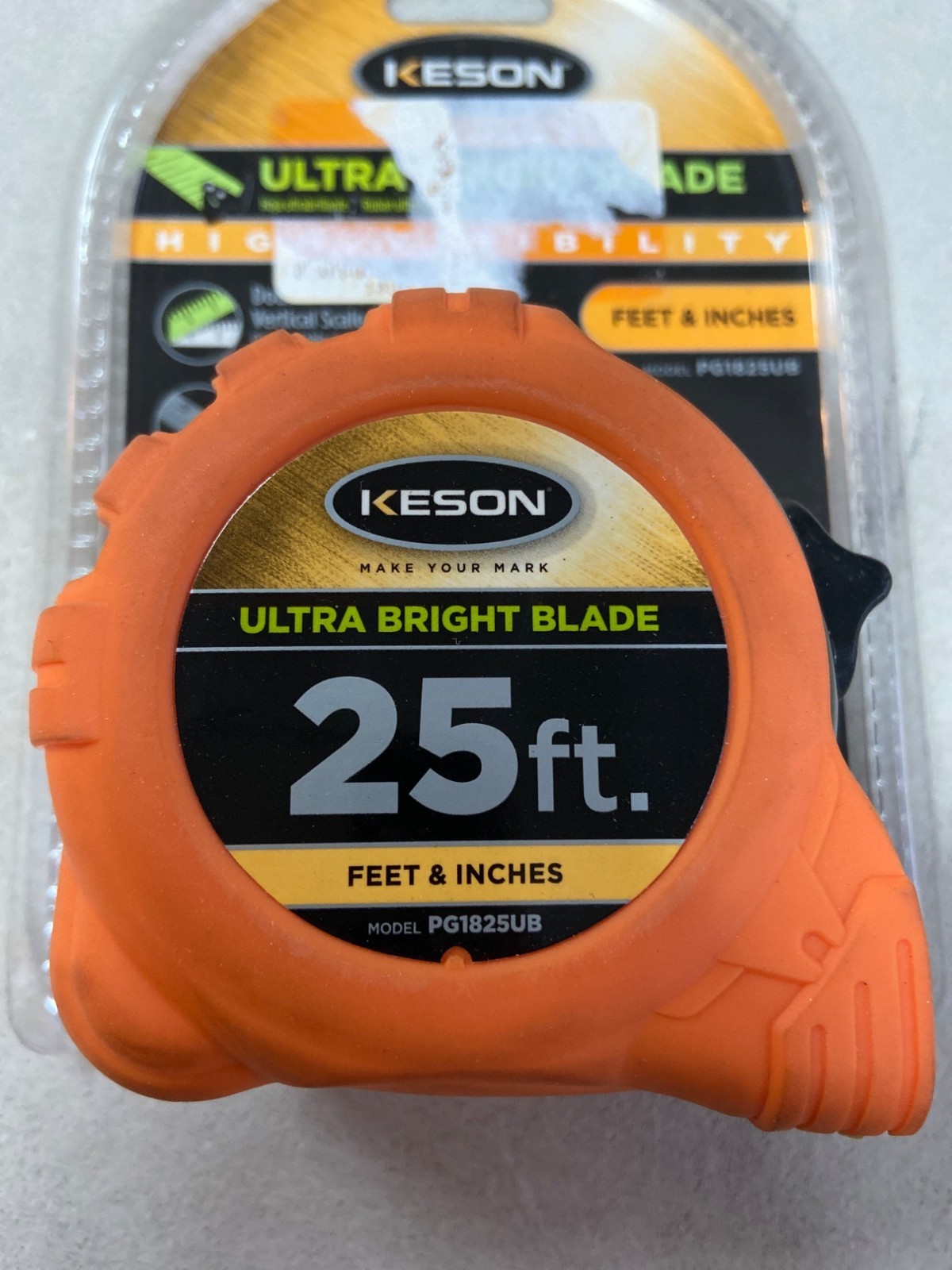Keson 25 Ft Blade Professtional Measuring Tape Nylon Coated Steel Rubber Grip gallery