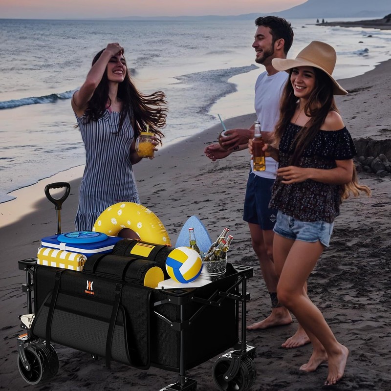 Collapsible Wagon Cart Foldable, Heavy Duty Beach Wagon with Silent All-Terrain gallery