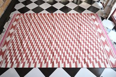 Rugmoda Handmade Cotton Red White Geometric 5×8 ft Living Room Area Rug