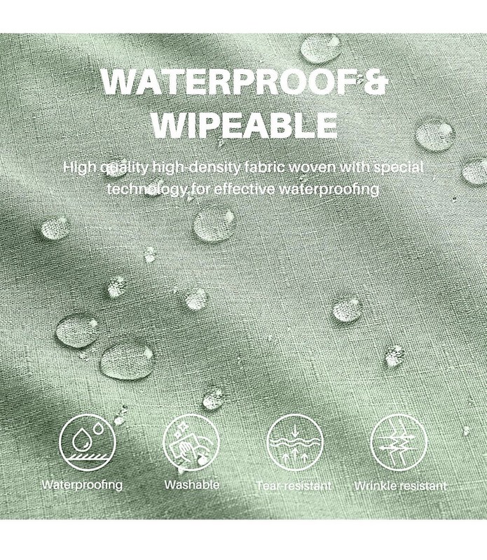 Green Linen Blend Rectangular Tablecloth Waterproof Washable Anti-Scratch gallery
