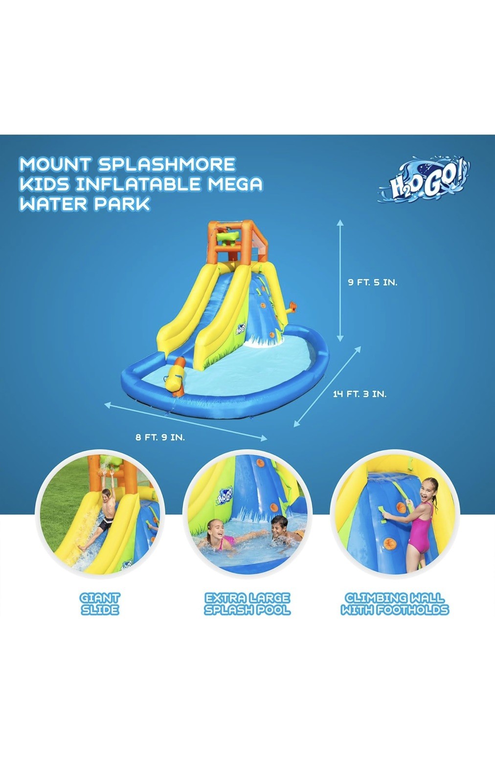 H2OGO! Mount Splashblast Mega Water Park –Inflatable Pool, Slide & Climbing Wall gallery