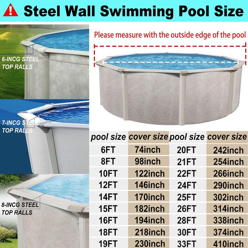 22 Ft Round Automatic Drain Pool Cover UV Protection Above Ground gallery