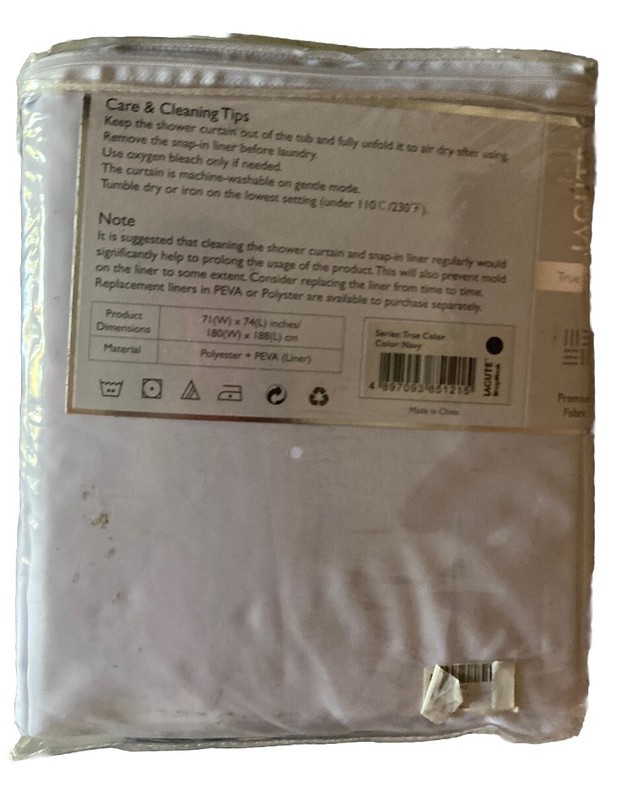 Lagute SnapHook Hookless Shower Curtain & See Through Top Window NEW gallery