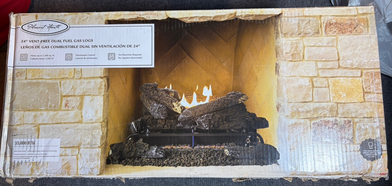 Pleasant Hearth Valley Oak 24 Inch Vent-Free Dual Fuel Gas Fireplace Logs gallery