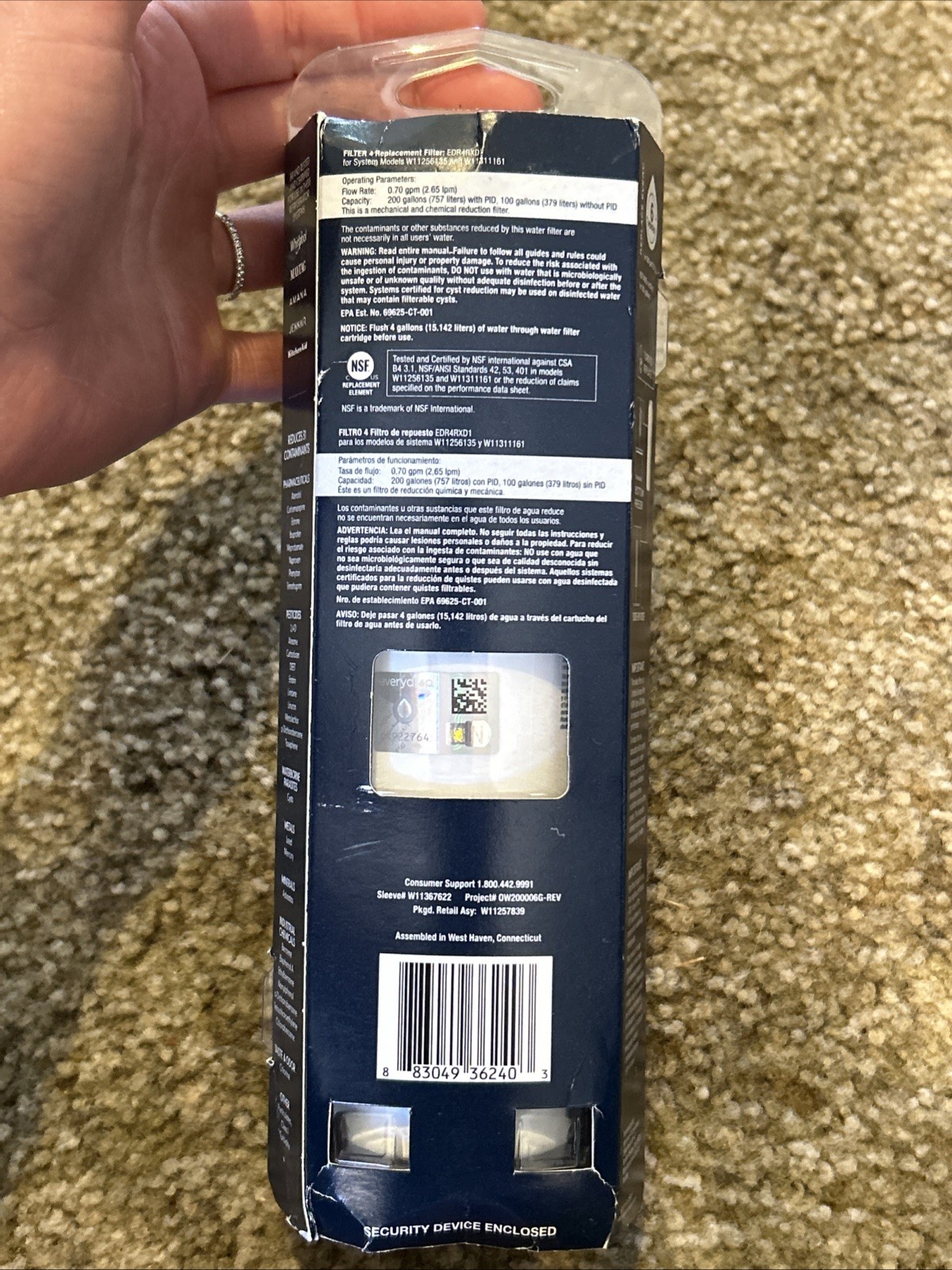 NEW-Everydrop by Whirlpool Ice and Water Refrigerator Filter 4, EDR4RXD1-Single gallery