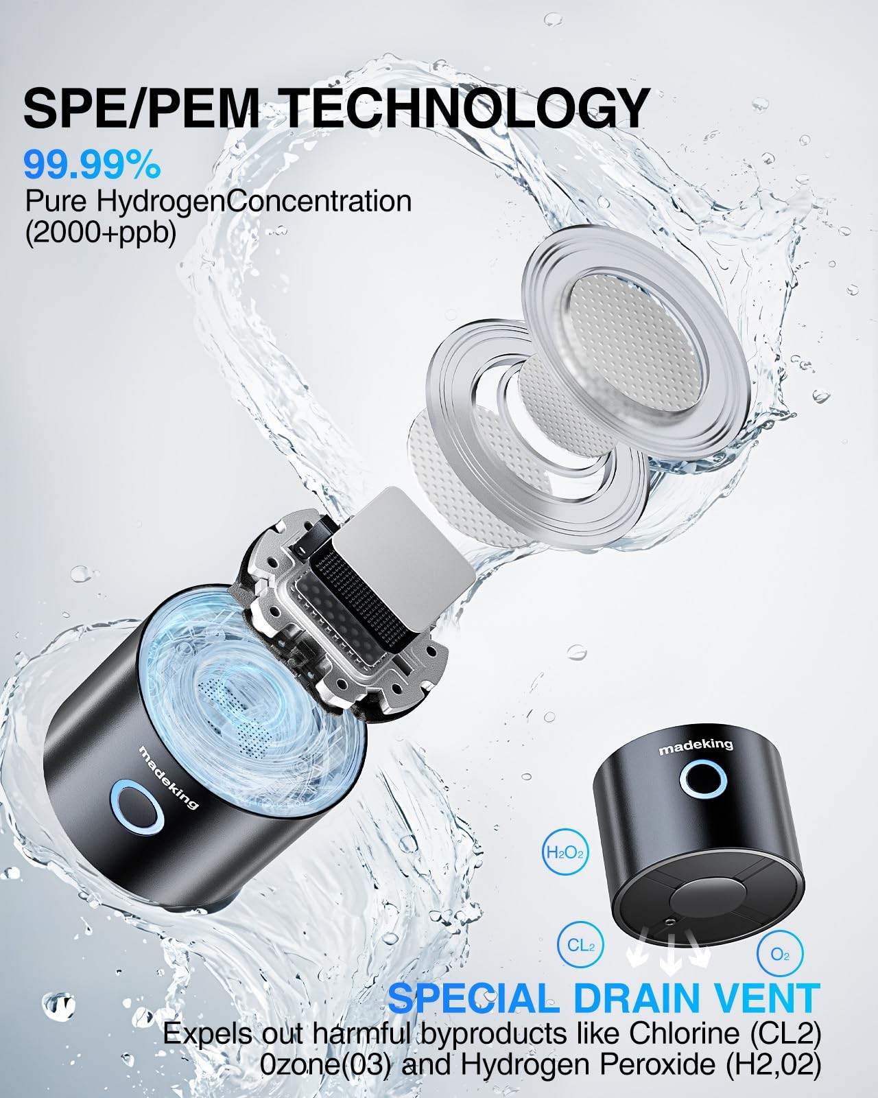 Hydrogen Water Generator Bottle - 400ml Rechargeable Ionizer, Portable Hydrog... gallery