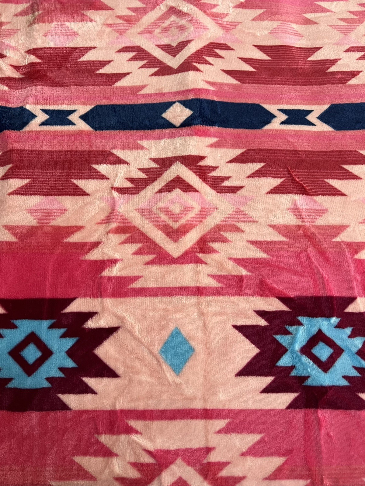 Native American Style 2 Ply Plush Reversible Blanket Queen Size Stunning Pink gallery