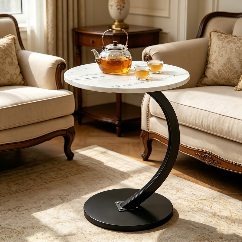 Sofa Side Table with Storage Shelf Modern Couch Table Lightweight White 1-layer gallery