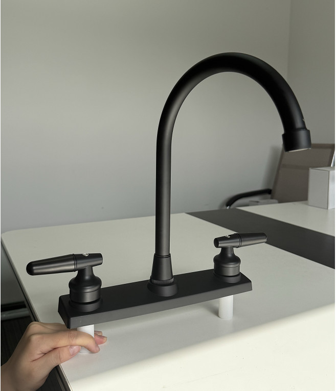 High Arc 2-Handle Standard Kitchen Sink Faucet Mixer Tap Plastic For Home RV gallery