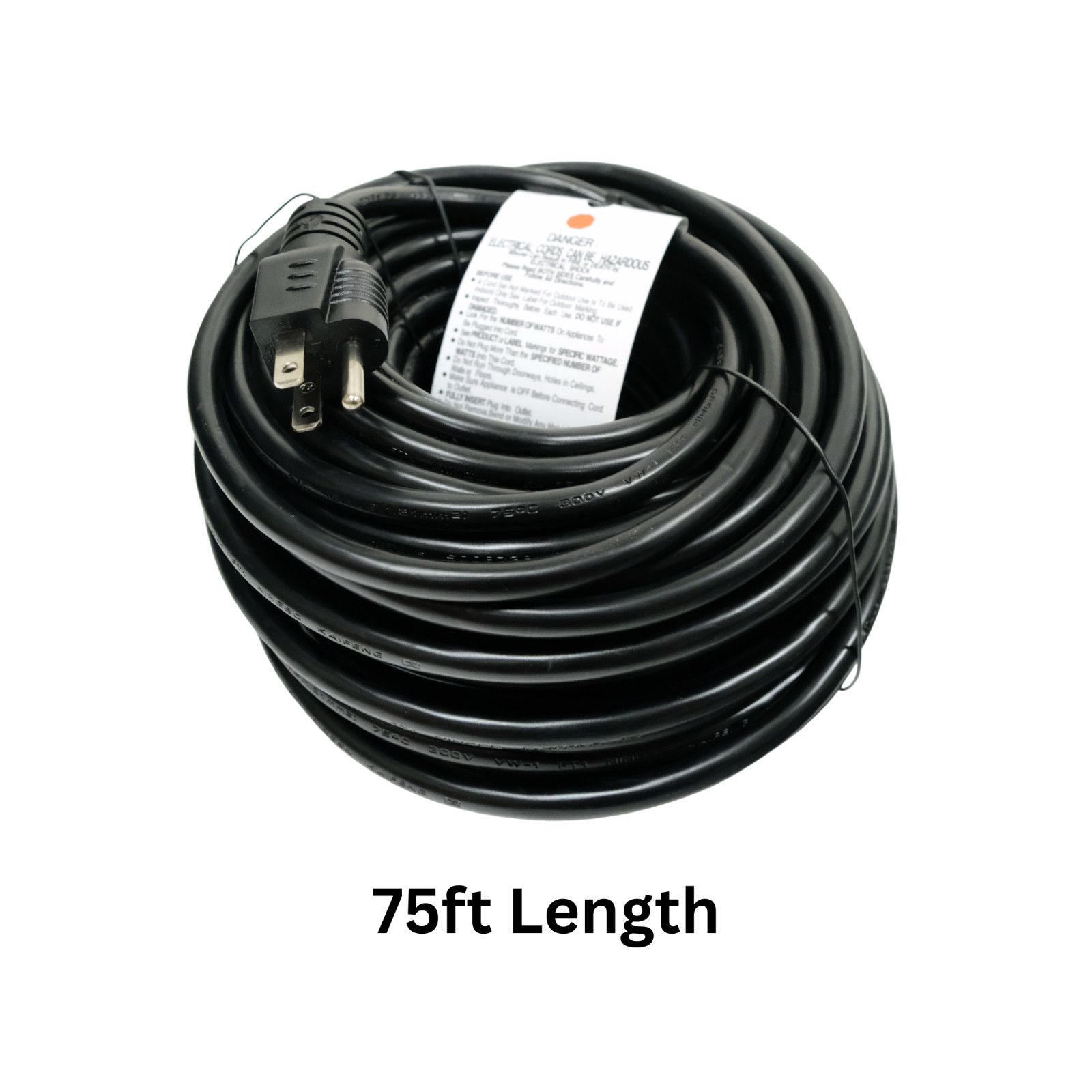 Intertek 16/3 SJTW Outdoor/Indoor Extension Cord 75 Feet (Black) 125V 10A 1250W gallery
