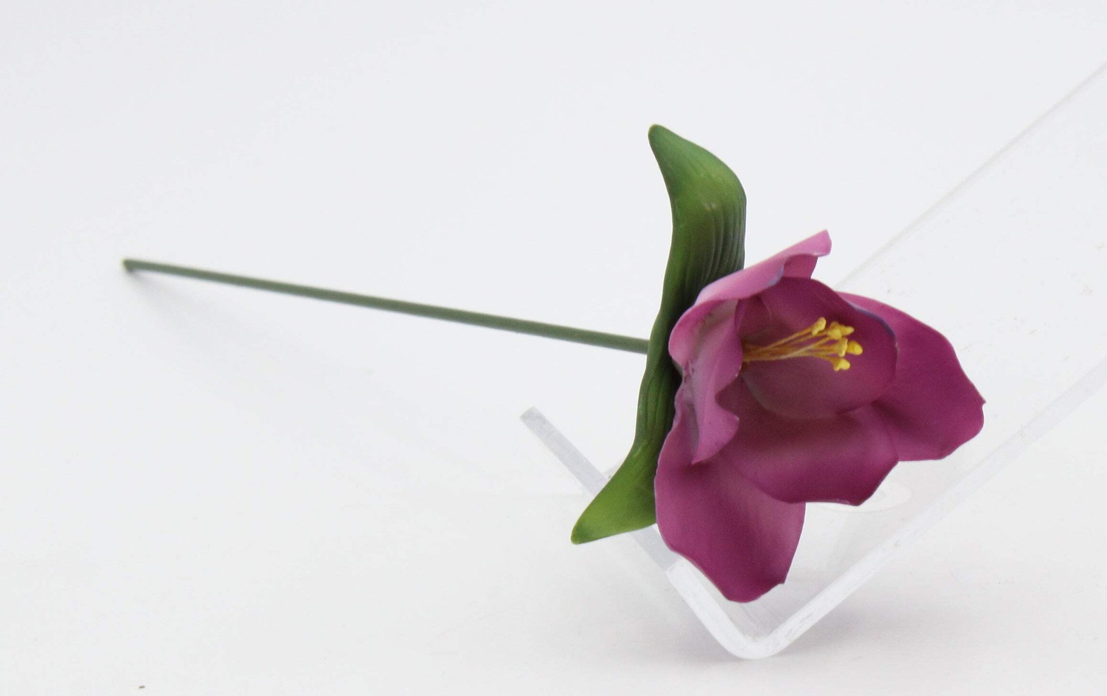 Ceramic Mauve Flower with Stem, Gift for Her, Gift for Mom, Romantic Decor, Vale gallery