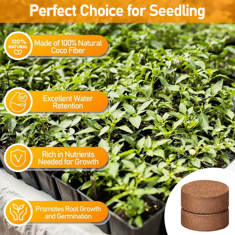 50Pcs Coco Coir Seed Starter Pellets 30mm Compressed Soil Plugs Organic Peat gallery